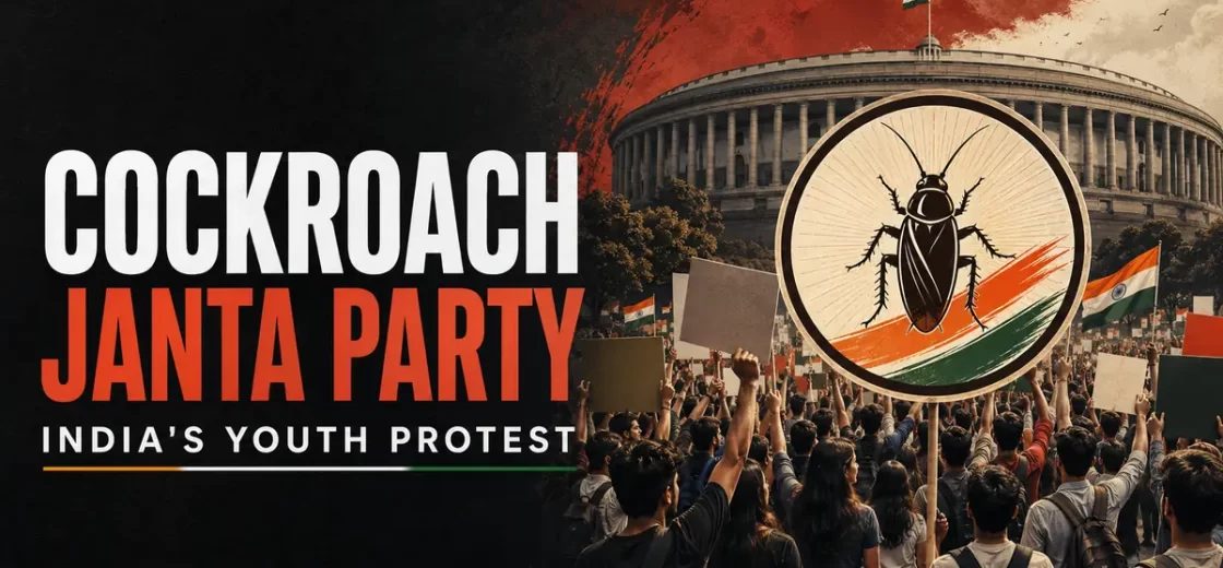 Cockroach Janta Party youth protest outside Indian Parliament
